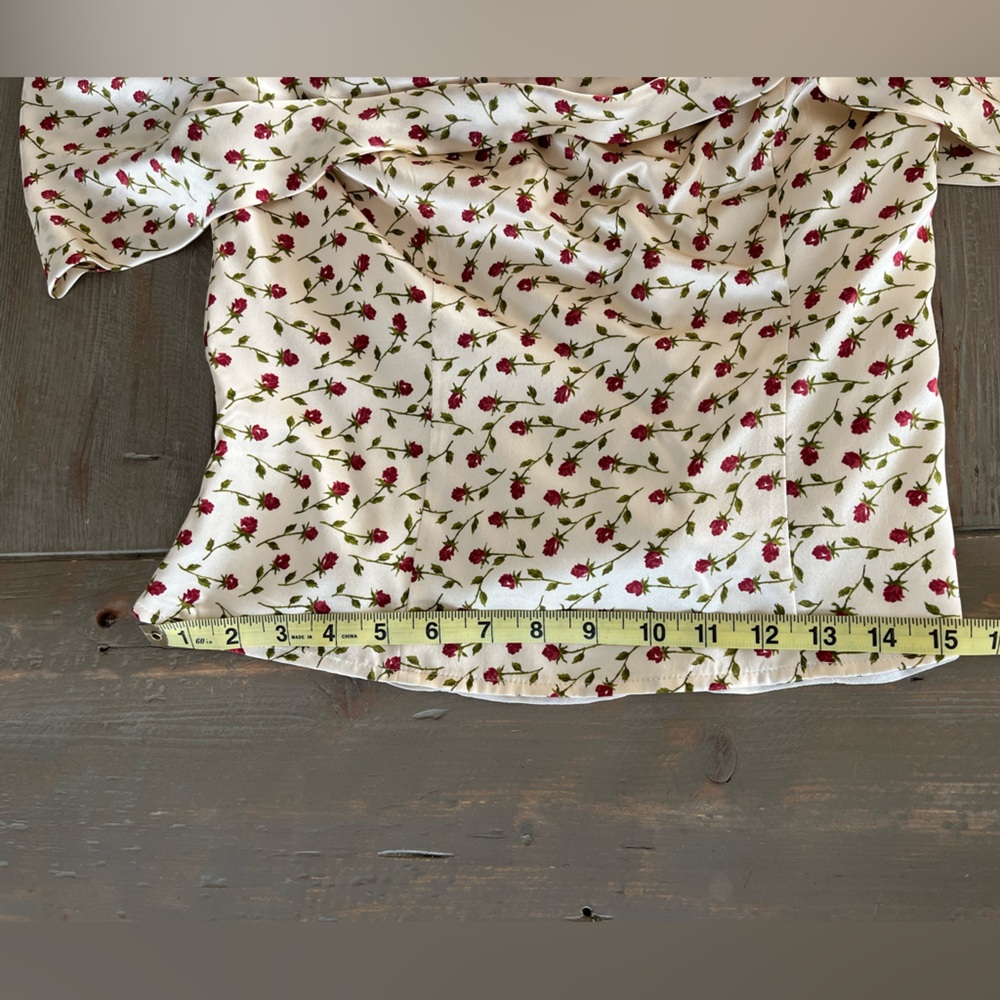 Reformation Madison Top - Silk Cream w/Floral Print Off Shoulder - Picture 14 of 16